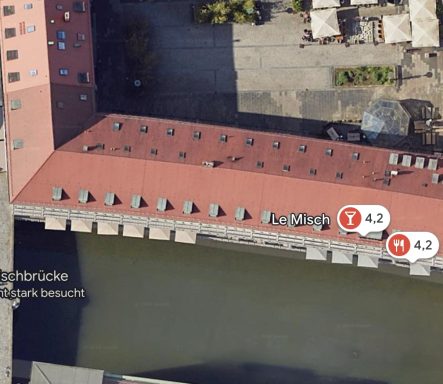 Luftaufnahme an der Fleischbrücke Nünrberg